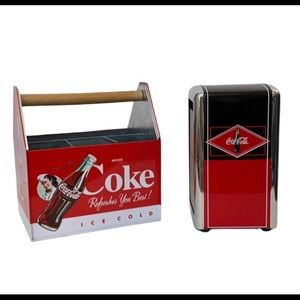 Coca Cola Utensil Holder and Napkin Holder